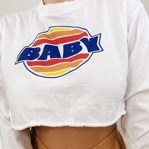 Long Sleeve Crop Top Shirt Size Small